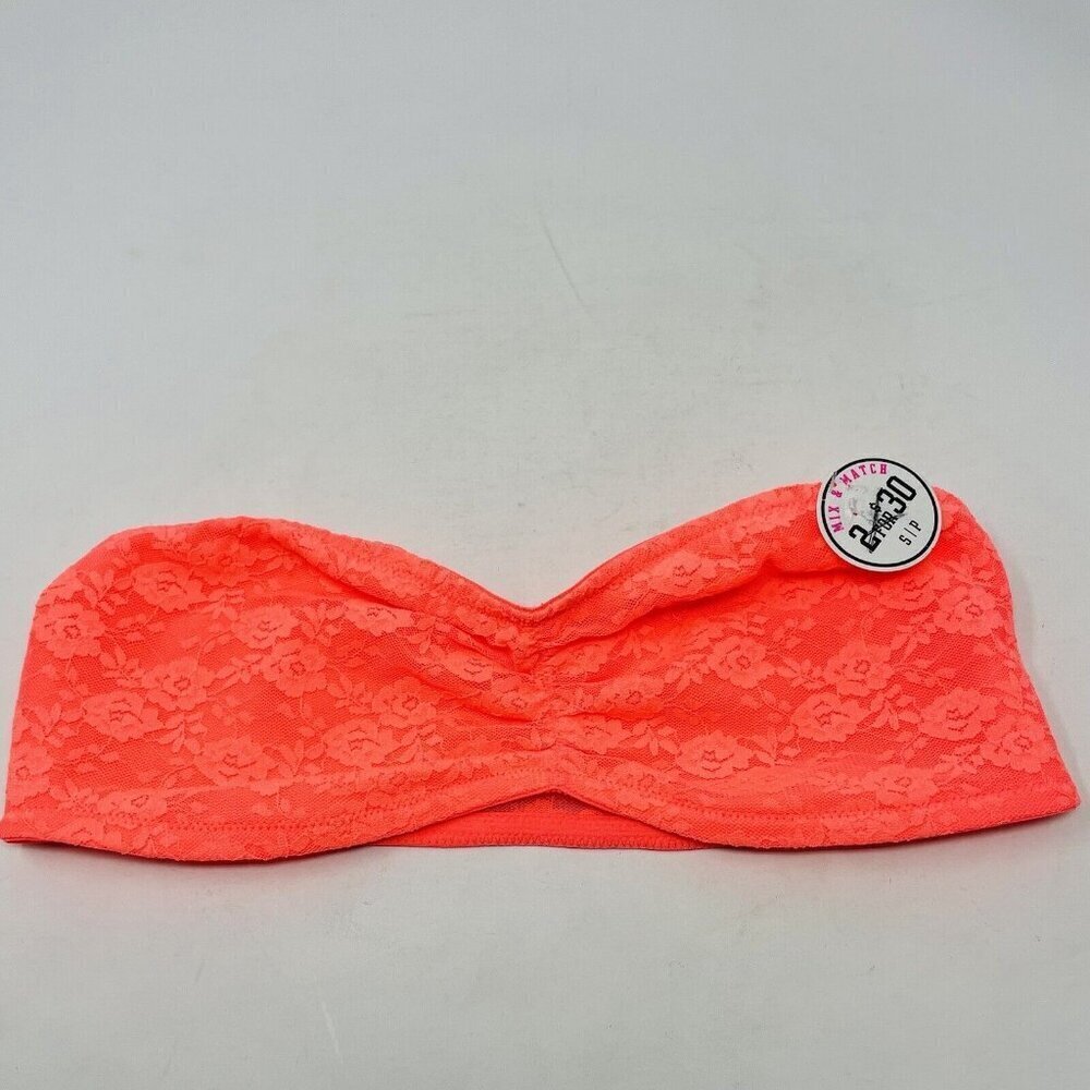 PINK Victorias Secret Womens Small Lightly Lined Lace Strapless Bandeau Bra 2516